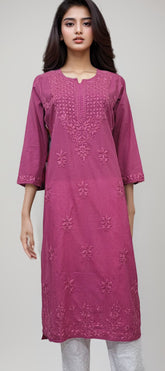Vartika in Dobby Cotton Chikankari Kurti - NoorKasni Collections