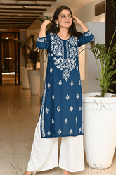 Divya in Rayon Cotton Hand embroidered Kurti - NoorKasni Collections
