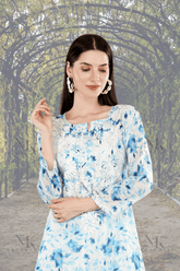 Meera in cotton Mulmul Printed Chikankari Kurti - NoorKasni Collections