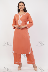 Noorkasni Rayon fabric Hand embroidered Kurti Bottom set - NoorKasni Collections