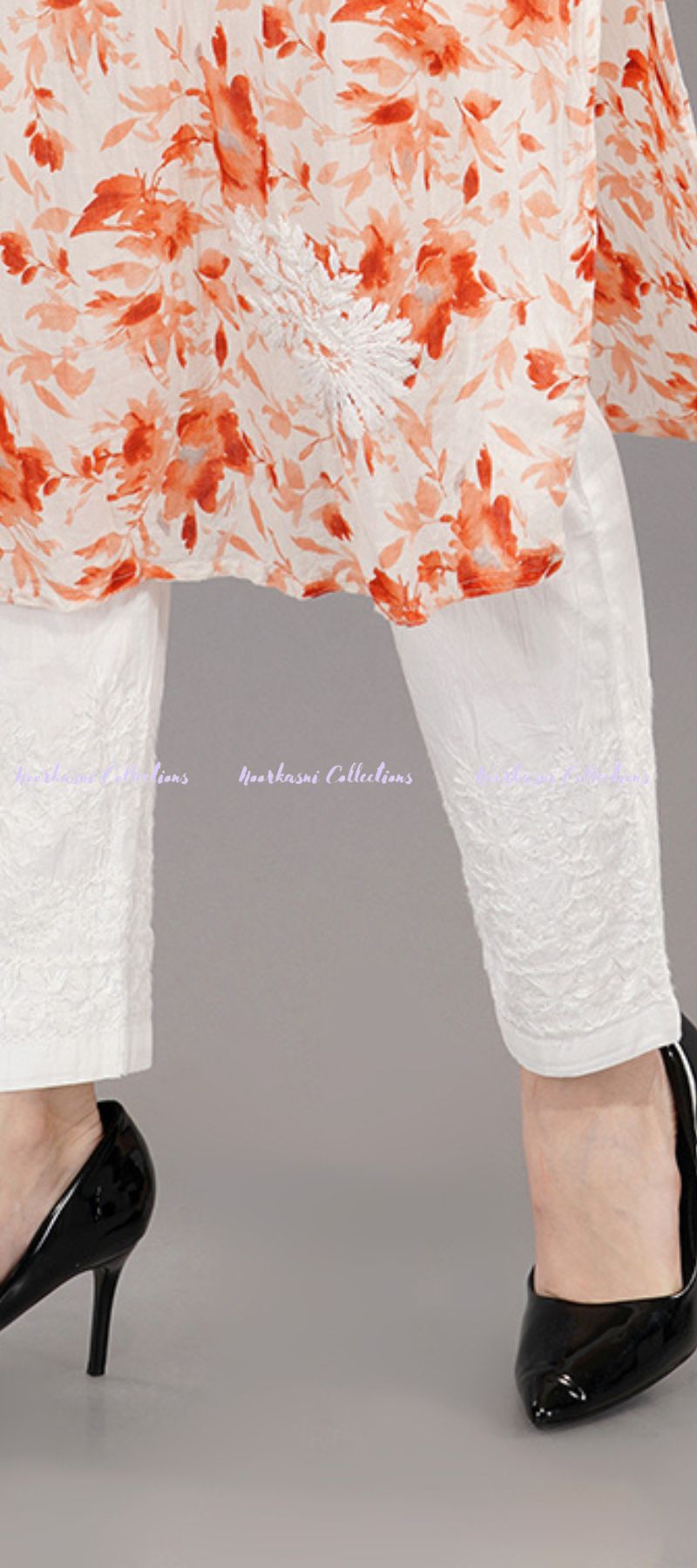 Noorkasni Collections_CottonLyra_White_Chikankari_Pant