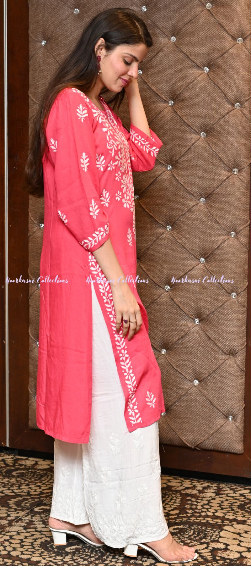 Noorkasni Collections_Rayon_Red_Chikankari_Kurti