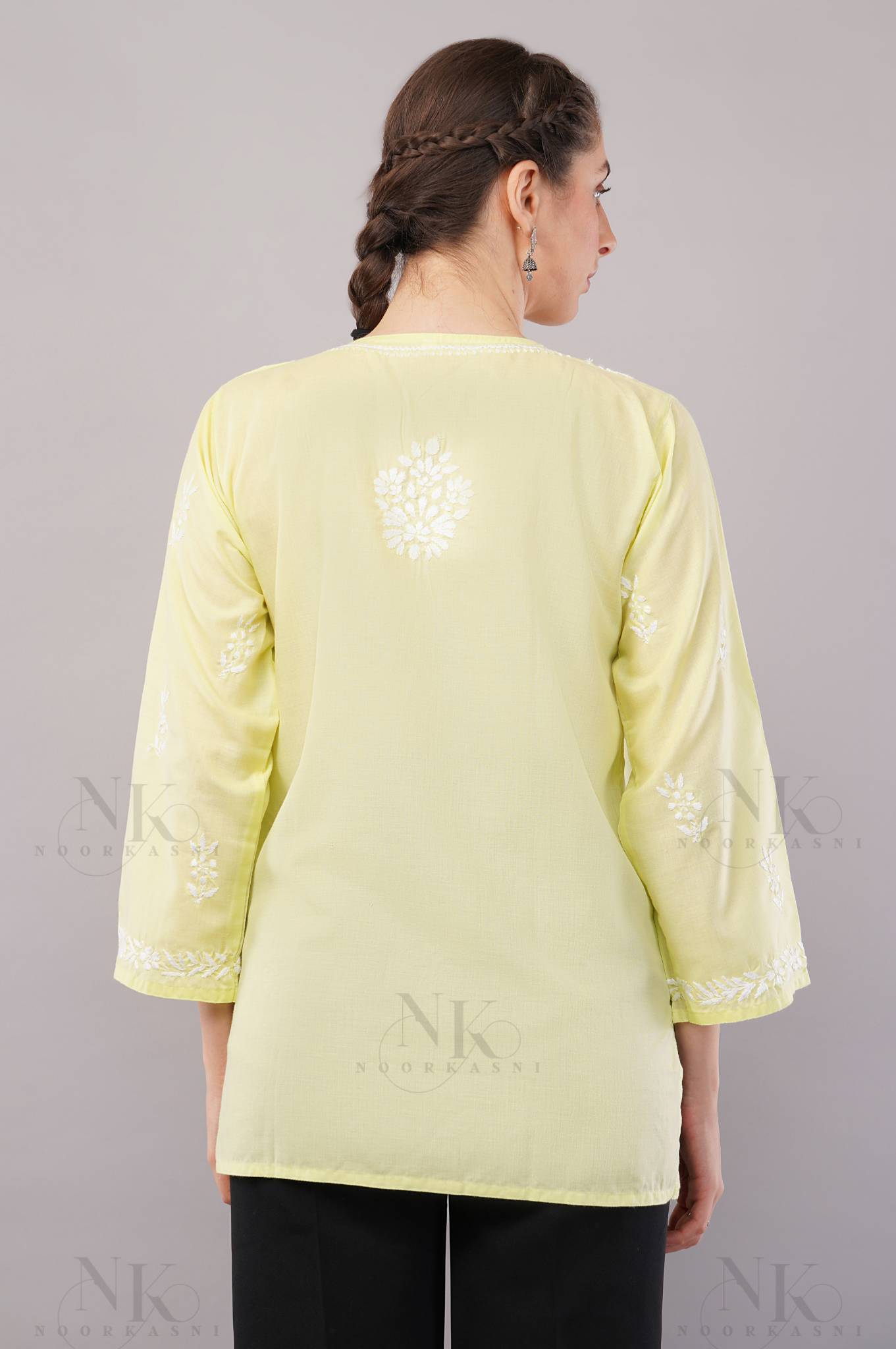 Noorkasni Hand Embroidered short pure cotton Kurti - NoorKasni Collections