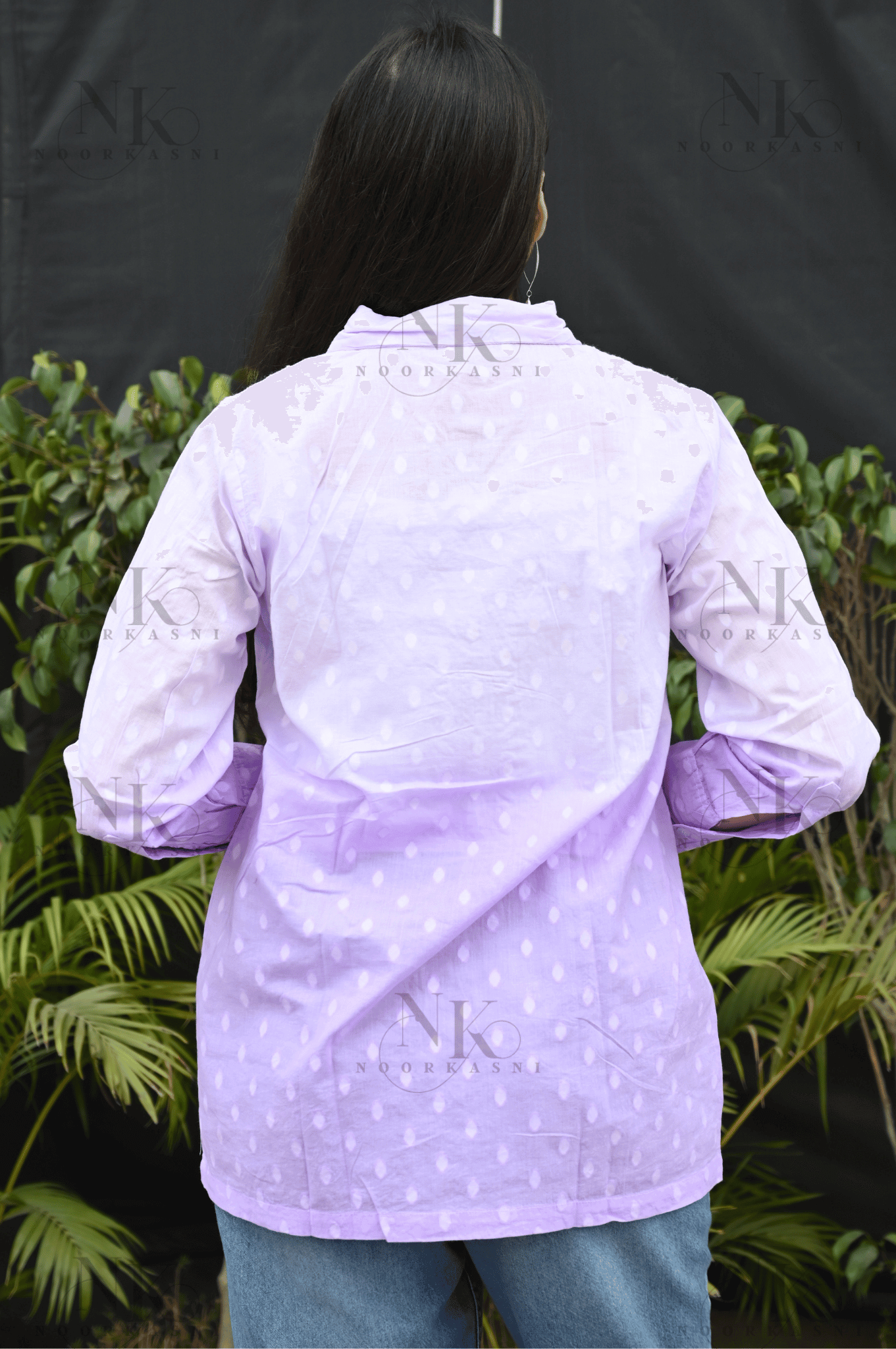 Noorkasni Dobby Cotton Shirt with Ombre pattern with Hand Embroidery - NoorKasni Collections