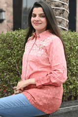 Noorkasni Dobby Cotton Shirt with Ombre pattern with Hand Embroidery - NoorKasni Collections