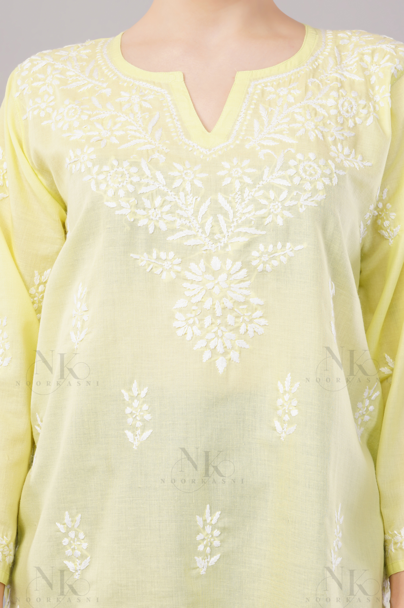 Noorkasni Hand Embroidered short pure cotton Kurti - NoorKasni Collections