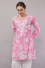 Noorkasni Hand Embroidered Frock style short pure cotton Kurti - NoorKasni Collections