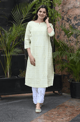 Noorkasni Banarsi Premium Chanderi Kurti with Hand Embroidery - NoorKasni Collections