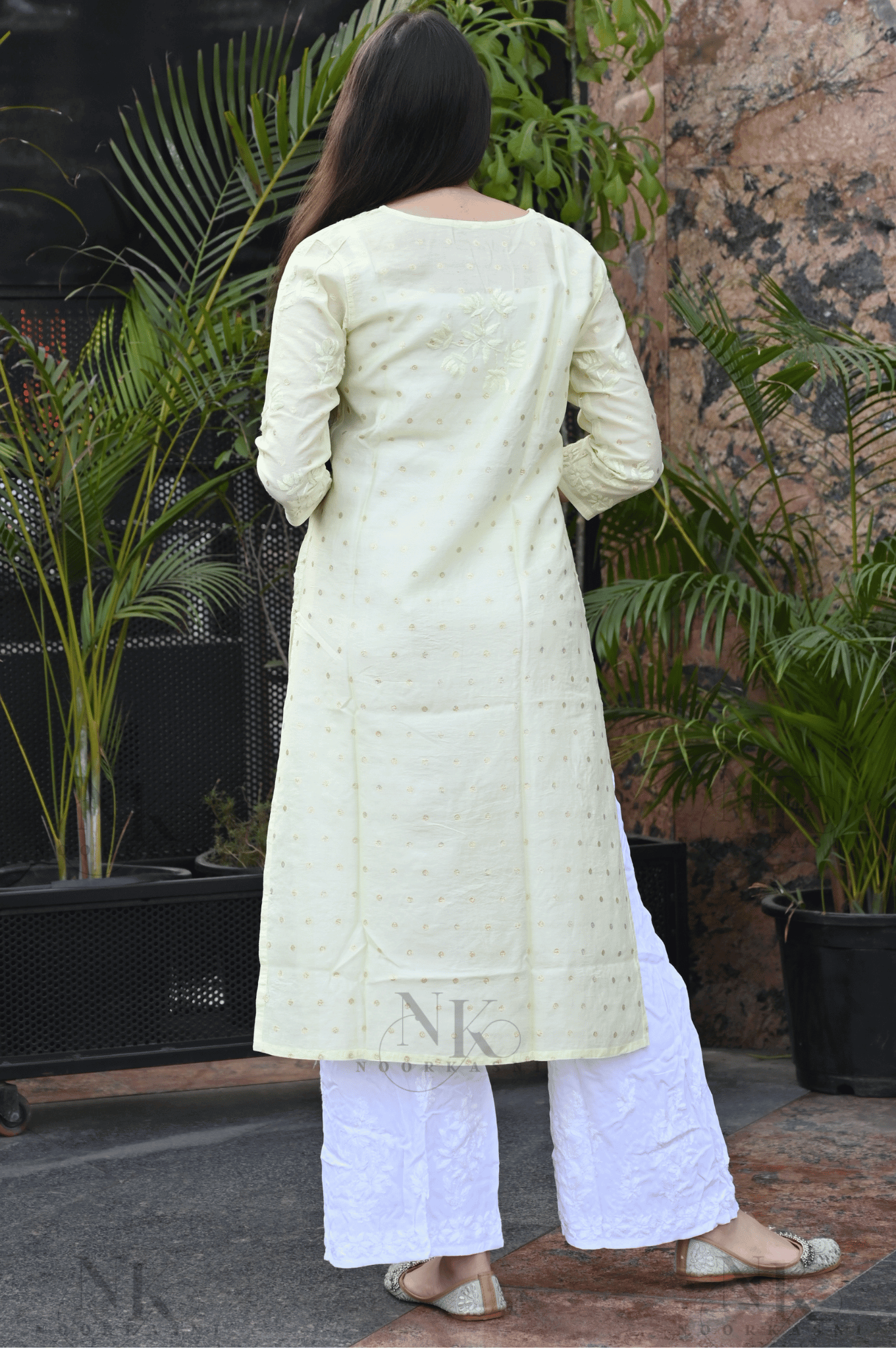 Noorkasni Banarsi Premium Chanderi Kurti with Hand Embroidery - NoorKasni Collections