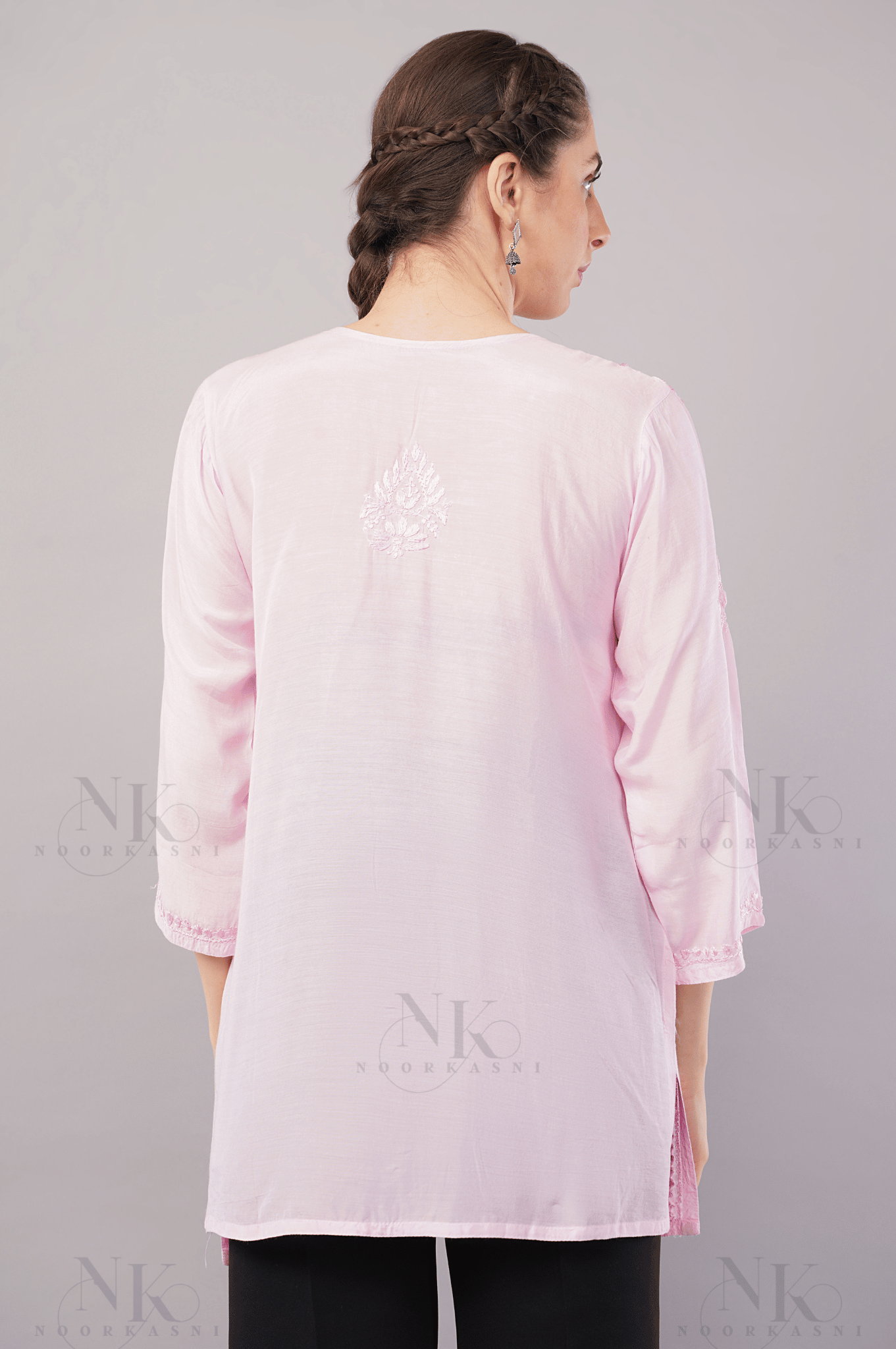 Noorkasni Hand Embroidered short Muslin Kurti - NoorKasni Collections