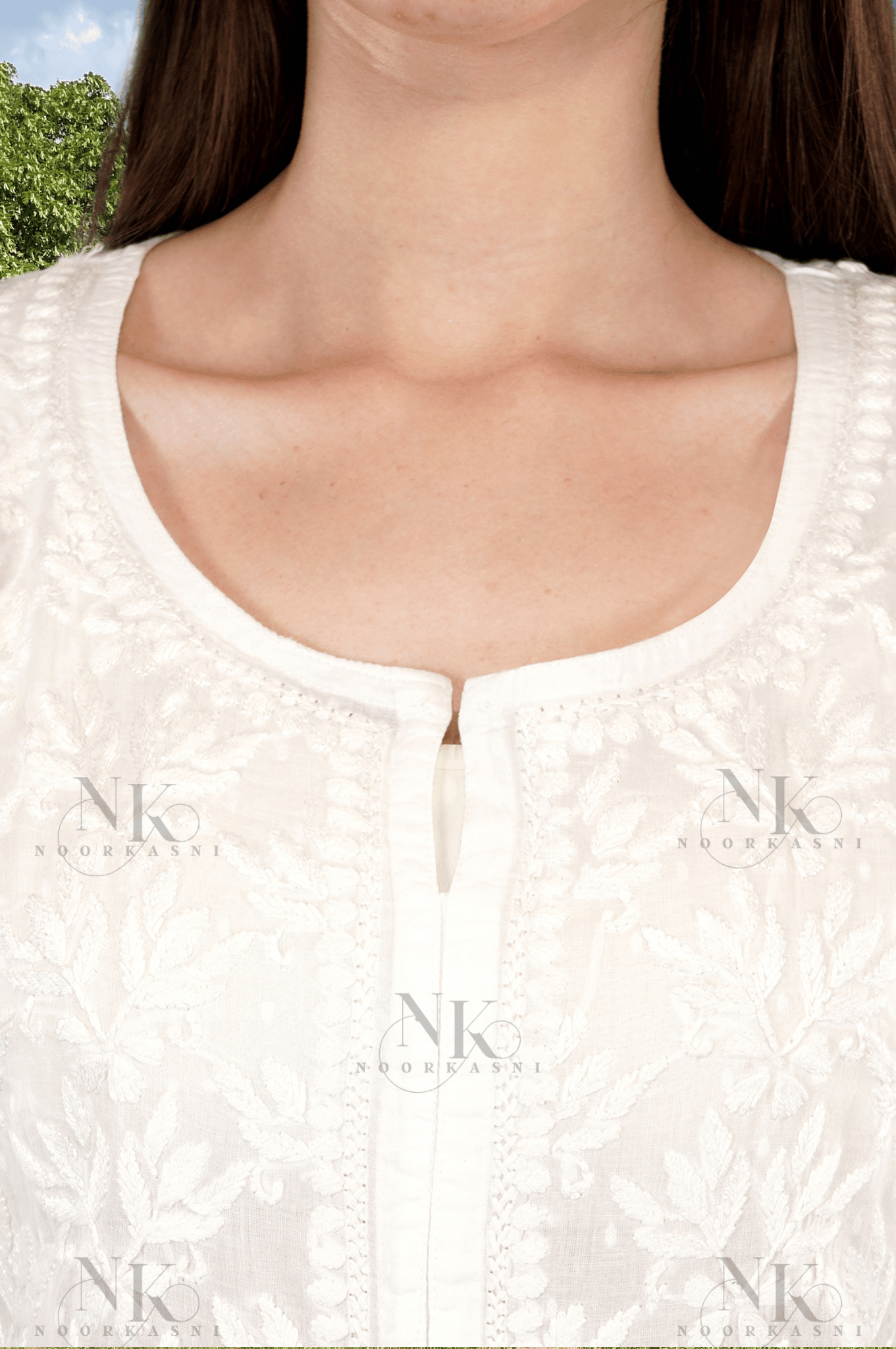 Meera in Nyra Cut white Chikankari Kurti - NoorKasni Collections