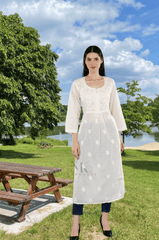 Meera in Nyra Cut white Chikankari Kurti - NoorKasni Collections