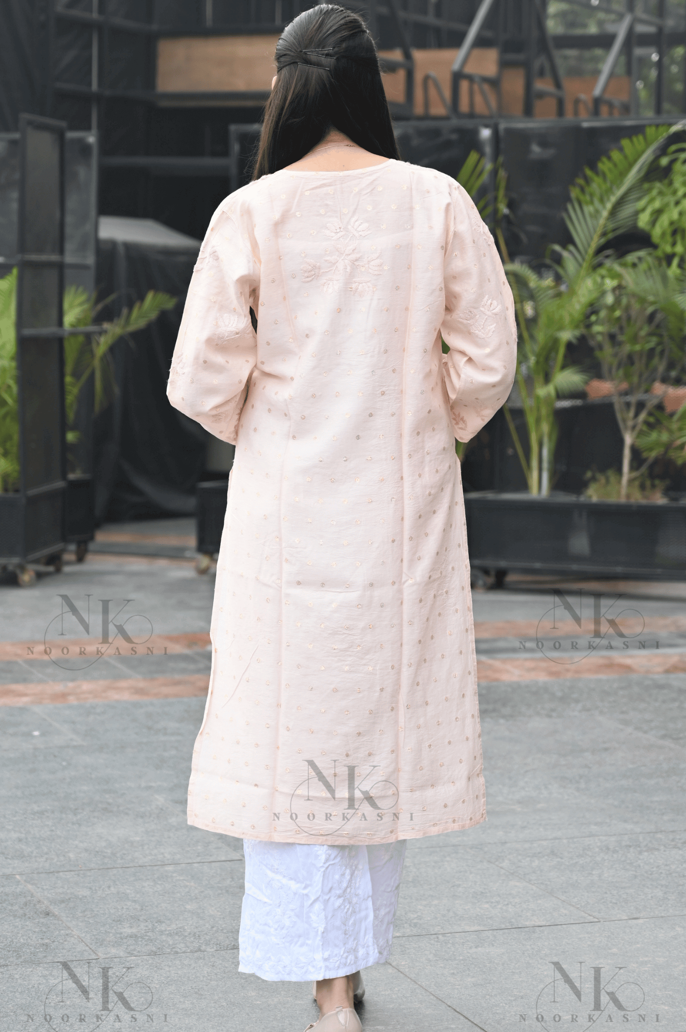 Noorkasni Banarsi Premium Chanderi Kurti with Hand Embroidery - NoorKasni Collections