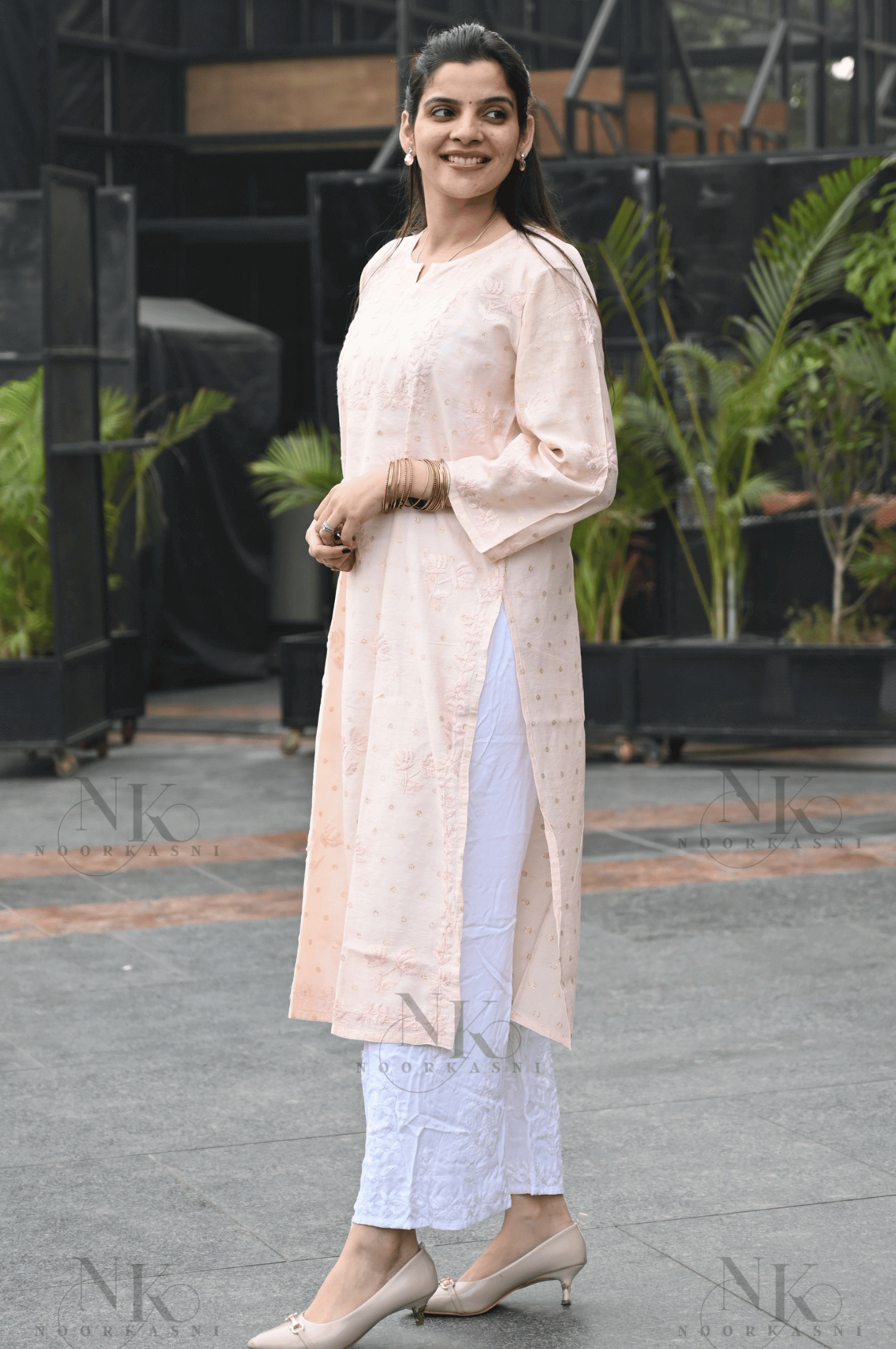 Noorkasni Banarsi Premium Chanderi Kurti with Hand Embroidery - NoorKasni Collections