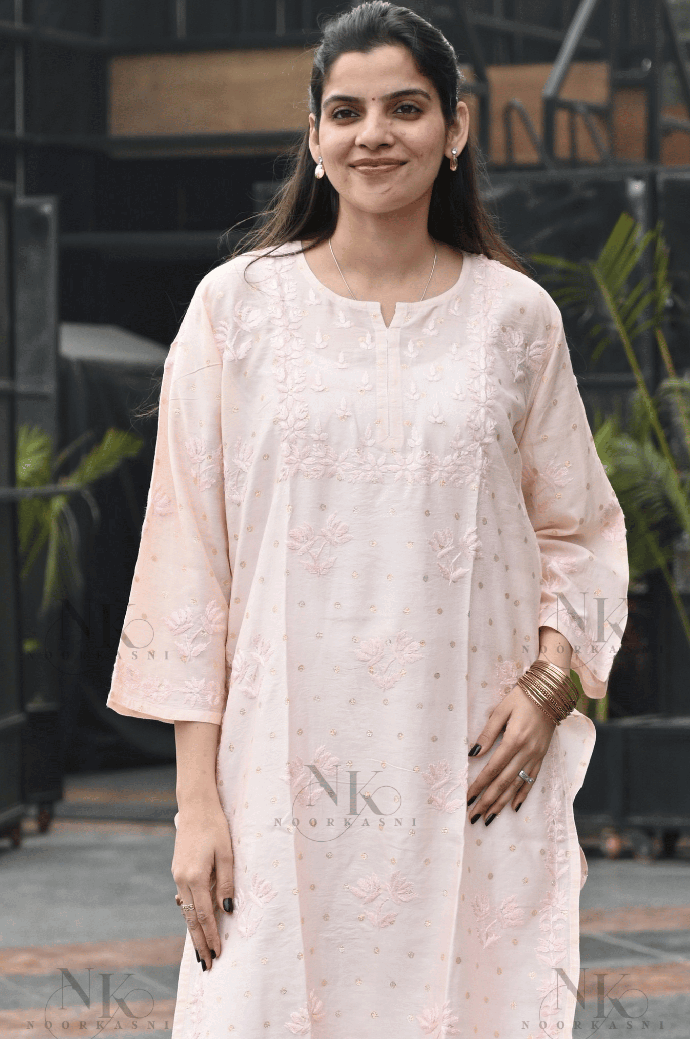 Noorkasni Banarsi Premium Chanderi Kurti with Hand Embroidery - NoorKasni Collections