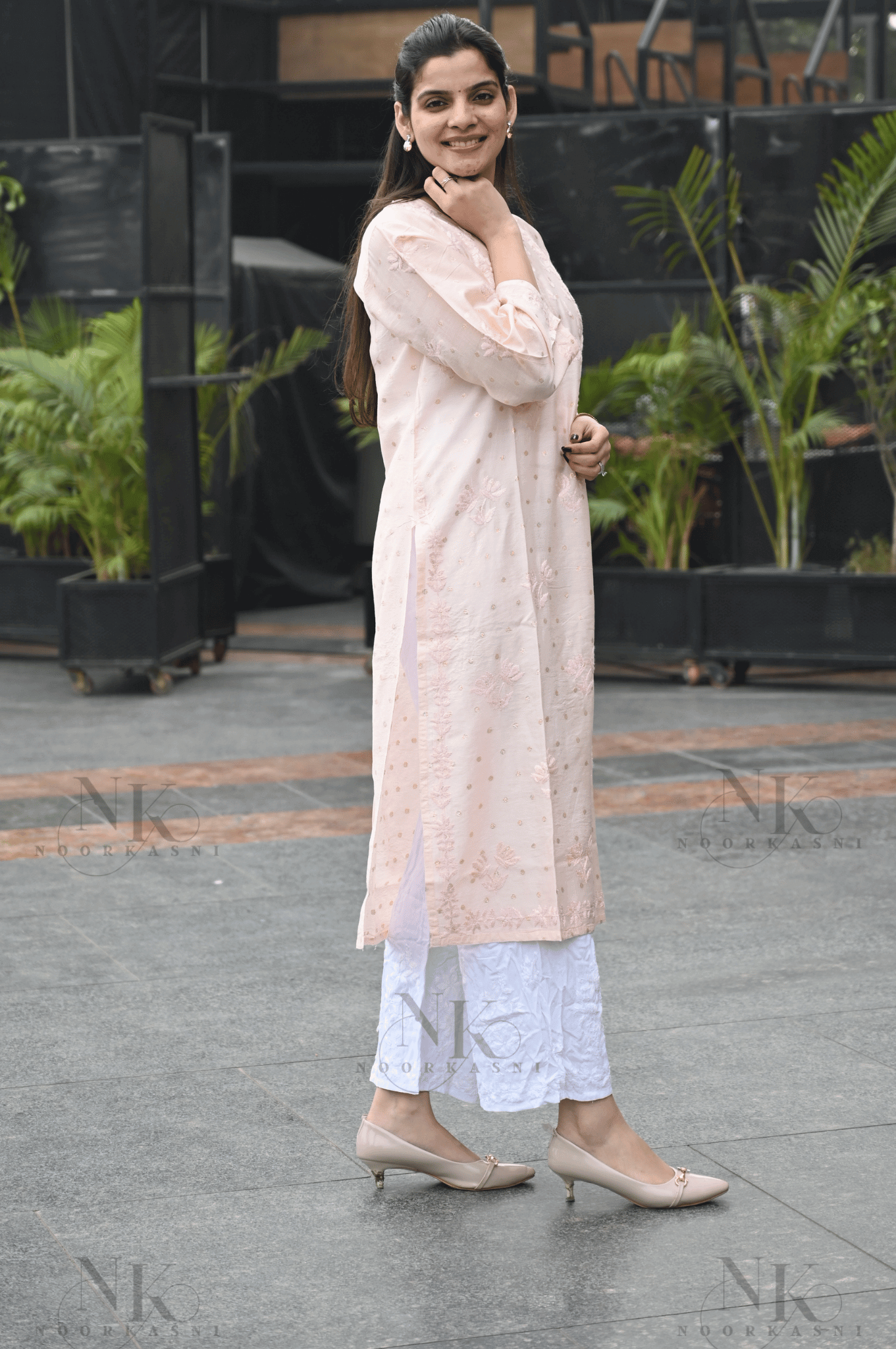 Noorkasni Banarsi Premium Chanderi Kurti with Hand Embroidery - NoorKasni Collections