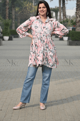 Noorkasni Modal Satin fabric Kurti with Hand Embroidery - NoorKasni Collections