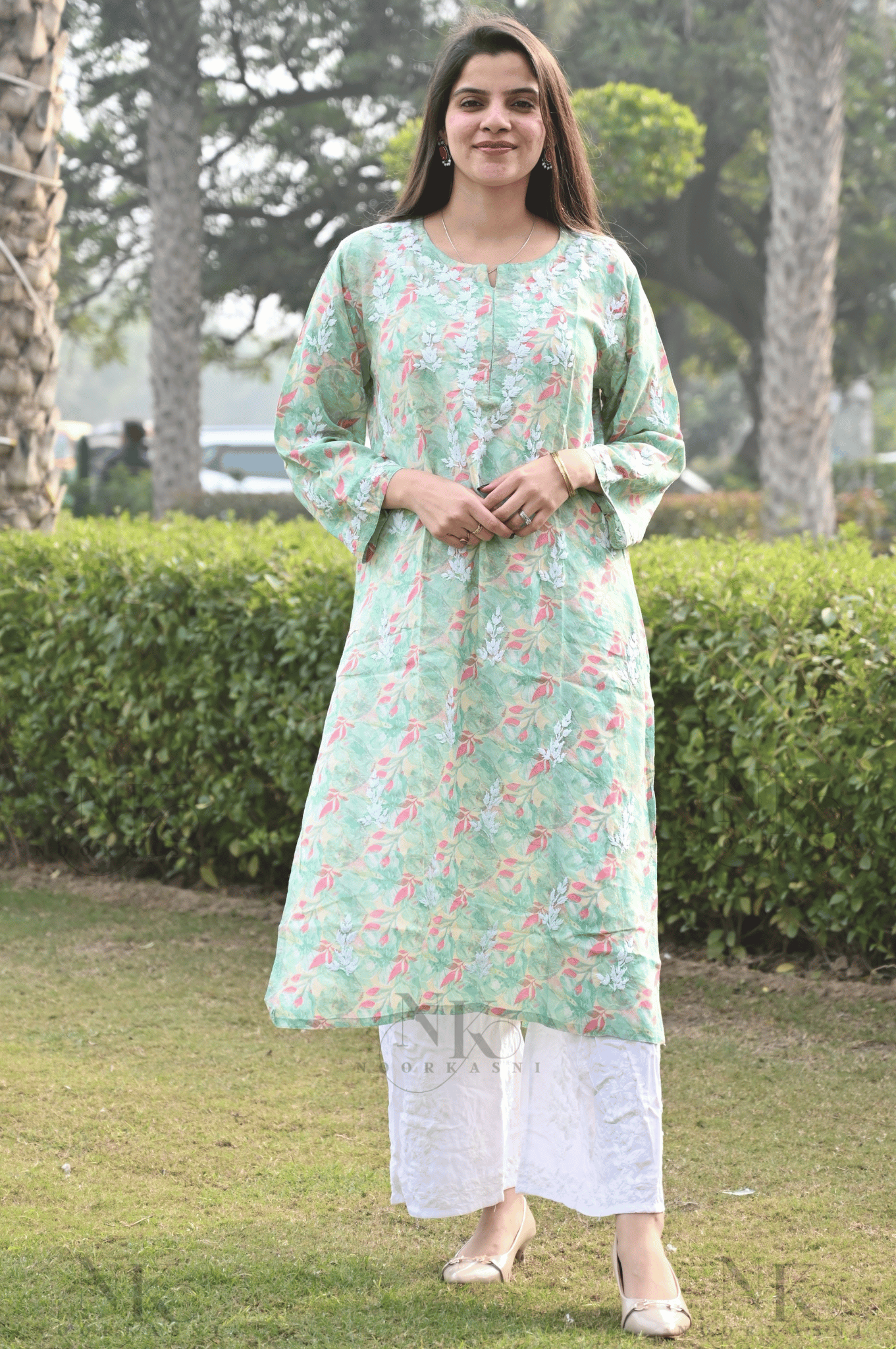 Noorkasni printed Modal ultra soft fabric Kurti with Hand Embroidery - NoorKasni Collections