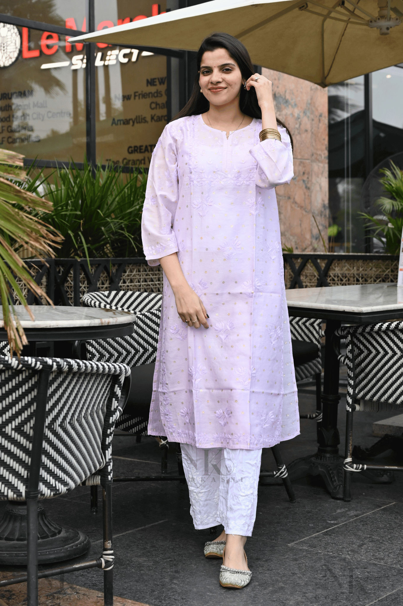 Noorkasni Banarsi Premium Chanderi Kurti with Hand Embroidery - NoorKasni Collections