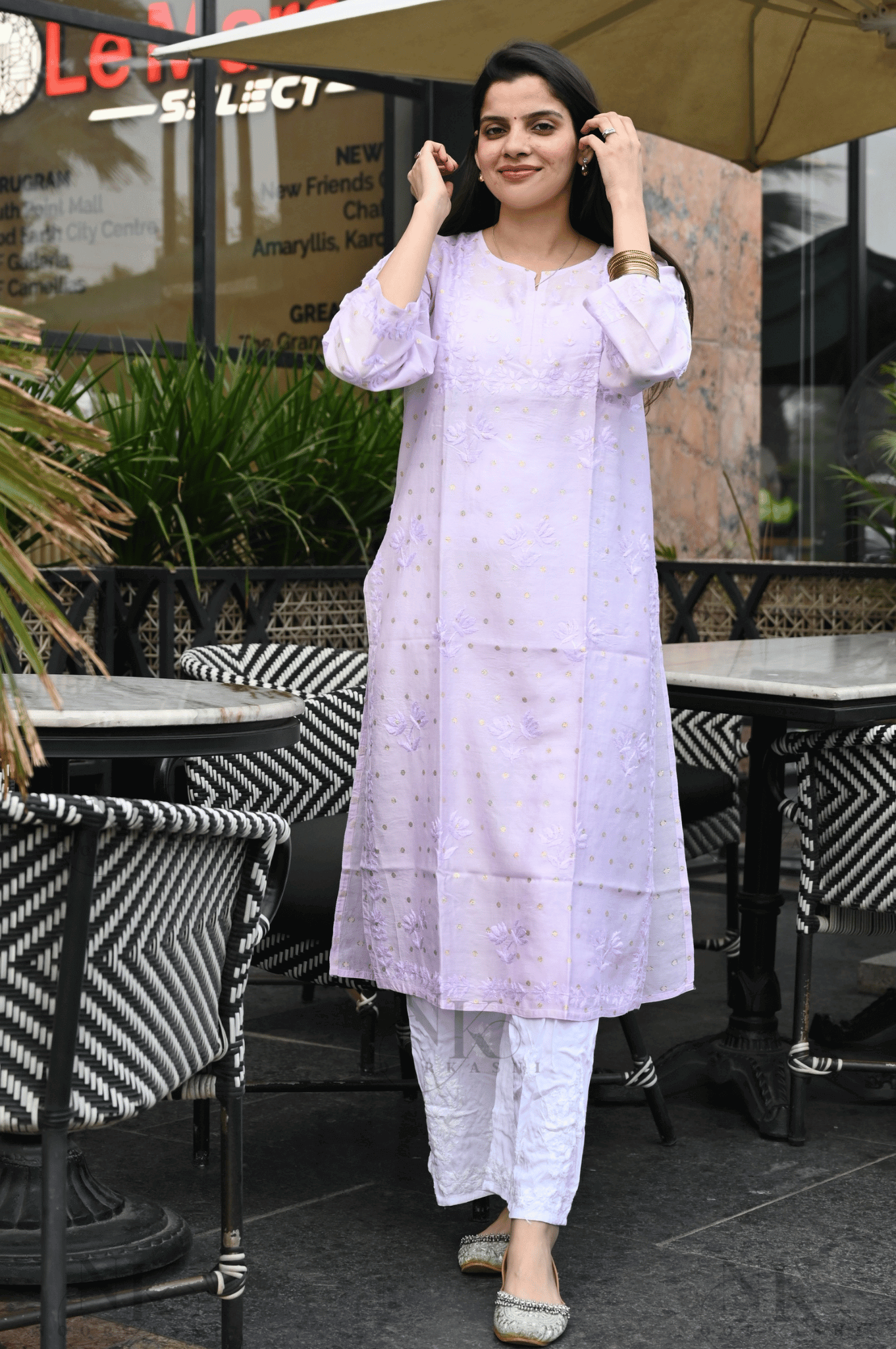 Noorkasni Banarsi Premium Chanderi Kurti with Hand Embroidery - NoorKasni Collections