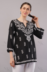 Noorkasni Hand Embroidered short pure cotton Kurti - NoorKasni Collections