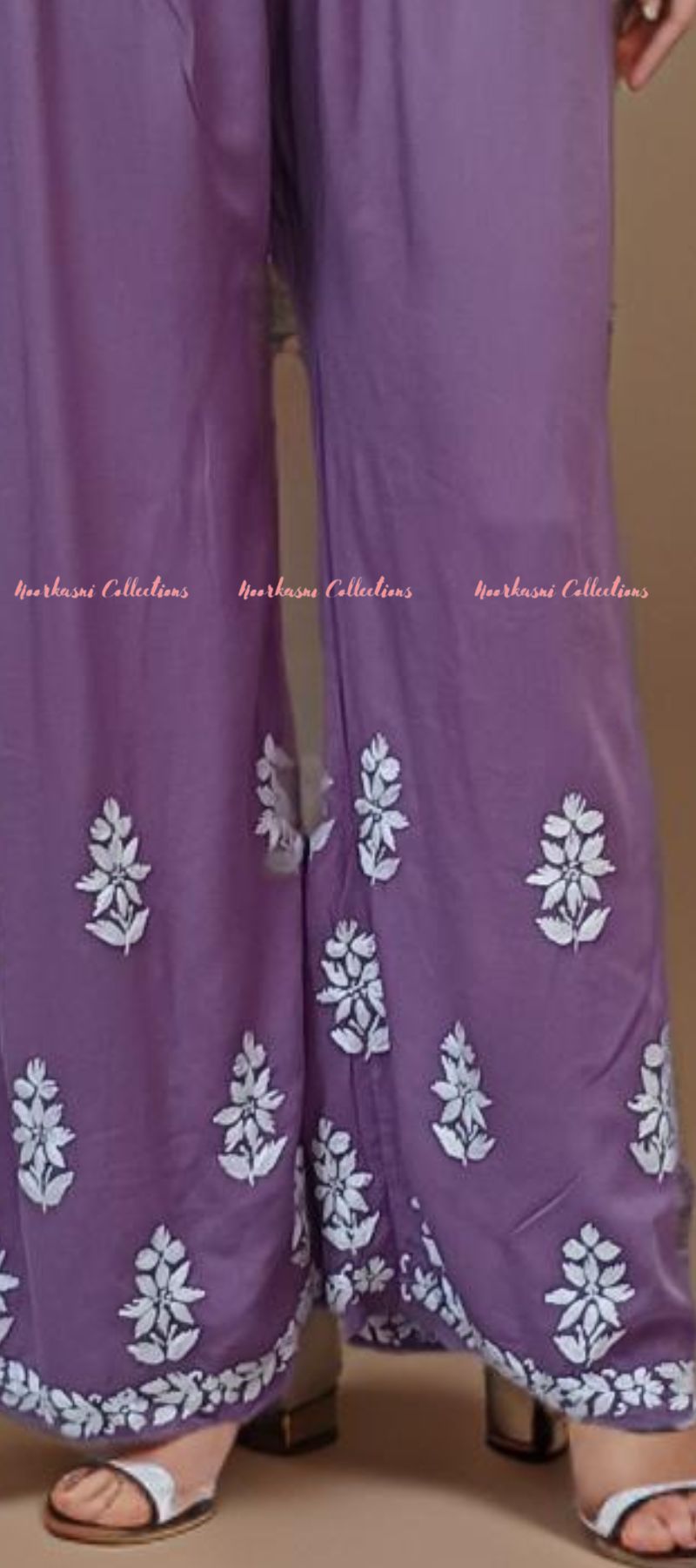 Noorkasni Collections_Modal_Lavender_Chikankari_Palazzo