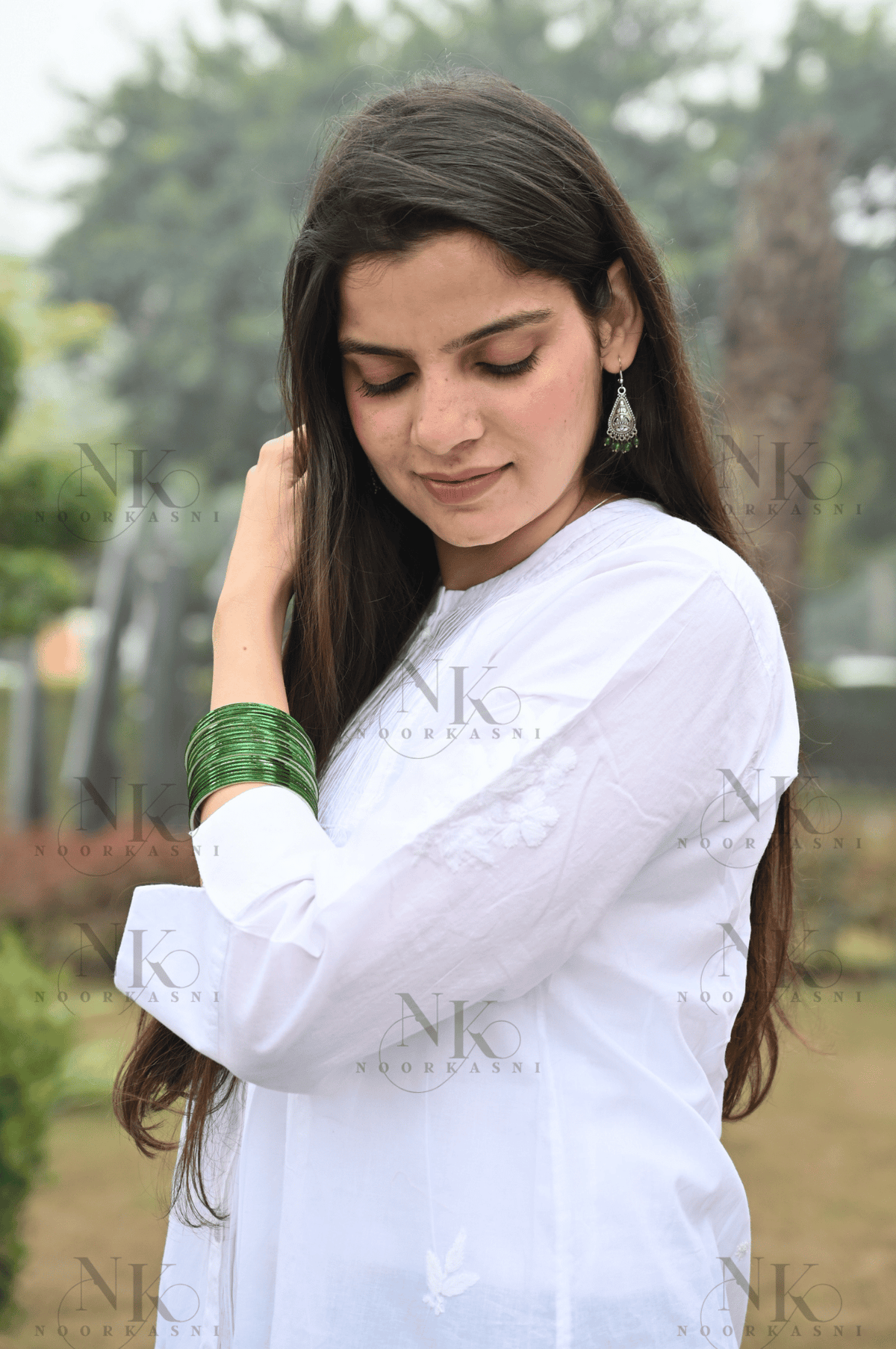 Noorkasni pure cotton White Shirt with tone to tone Hand Embroidery - NoorKasni Collections